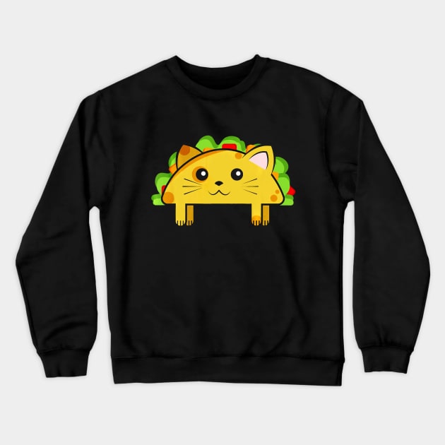 TacoCat Taco and Cat Cartoon Kids Crewneck Sweatshirt by CovidStore